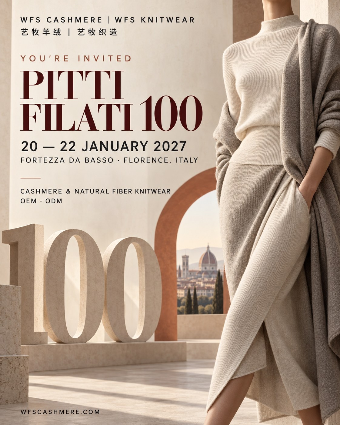 WFS CASHMERE | WFS KNITWEAR Invited to PITTI FILATI 100 in Florence for Fine-Gauge Cashmere and Premium Knitwear OEM
