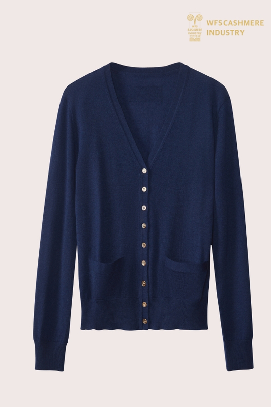 Premium Women's 12GG Pure Cashmere Cardigan (Classic Navy) 