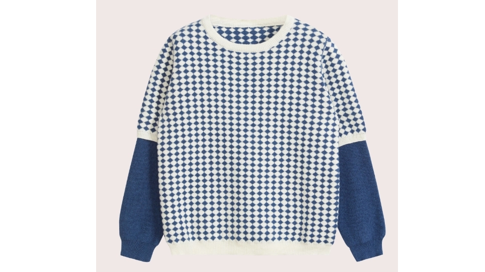 Boy's Blue Checkerboard Patchwork Cotton Cashmere Pullover Intarsia Kids Knitwear OEM_964_542.jpg