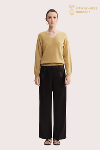 Seamless 3D Knit Pure Cashmere V-Neck | Wholegarment OEM