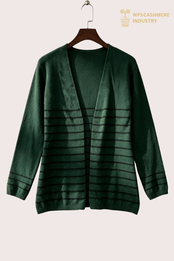 100% Cashmere Open Front V-Neck Cardigan, 12GG S2620