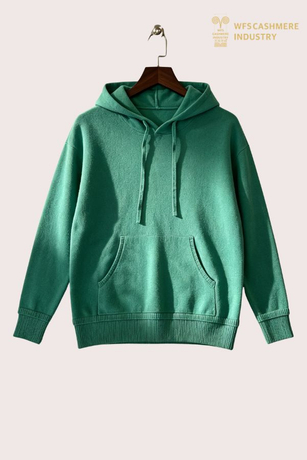 Wool Cashmere Blend Hooded Drawstring Sweatshirt, 12GG FW2710