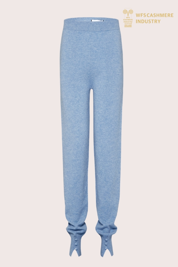 Wijde kasjmier broek, crème wit