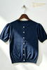 Silk Cashmere Blend Puff Sleeve Short Sleeve Cardigan, 16GG FW2702