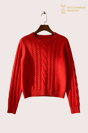 100% Cashmere Cable Knit Crew Neck Pullover, 7GG S2611