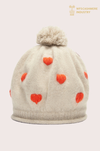 Premium Intarsia Heart Cashmere Pom-Pom Beanie | Accessories OEM