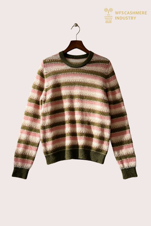 Mohair Blend Striped Crew Neck Pullover, 7GG FW2715