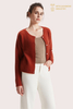 Premium 100% Brushed Cashmere Dark Red Knitted Coat / Cardigan | OEM Manufacturer