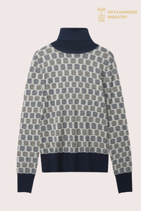 Custom Color-Block Turtleneck Jumper | Intarsia Knitwear OEM