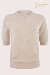 Premium Women's Short-Sleeve Cashmere Top | Fine-Gauge OEM