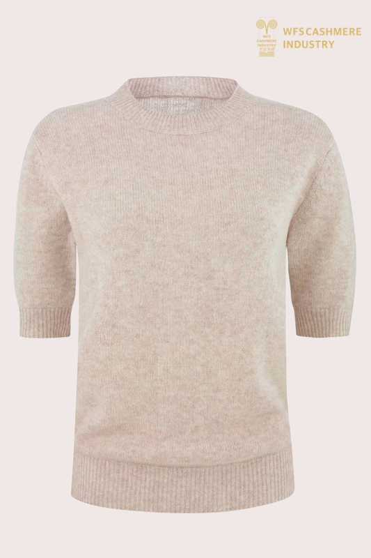 Premium Women's Short-Sleeve Cashmere Top | Fine-Gauge OEM