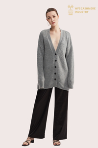 Premium RWS Wool & Cashmere Blend V-Neck Cardigan | Sustainable OEM Knitwear