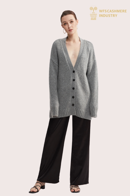 Premium RWS Wool & Cashmere Blend V-Neck Cardigan | Sustainable OEM Knitwear
