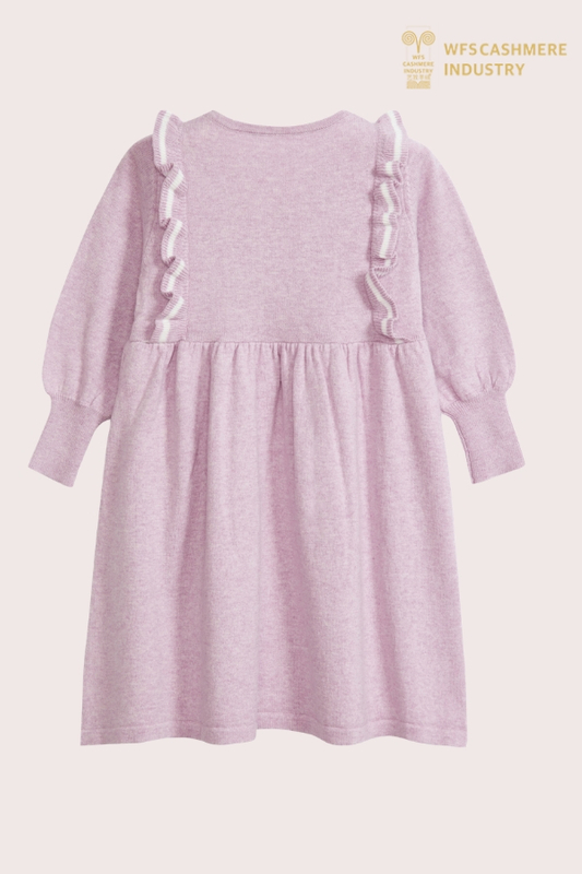 Kid's Premium Pink Cotton Cashmere Dress | Luxury Girl's Knitwear OEM Manufacturer