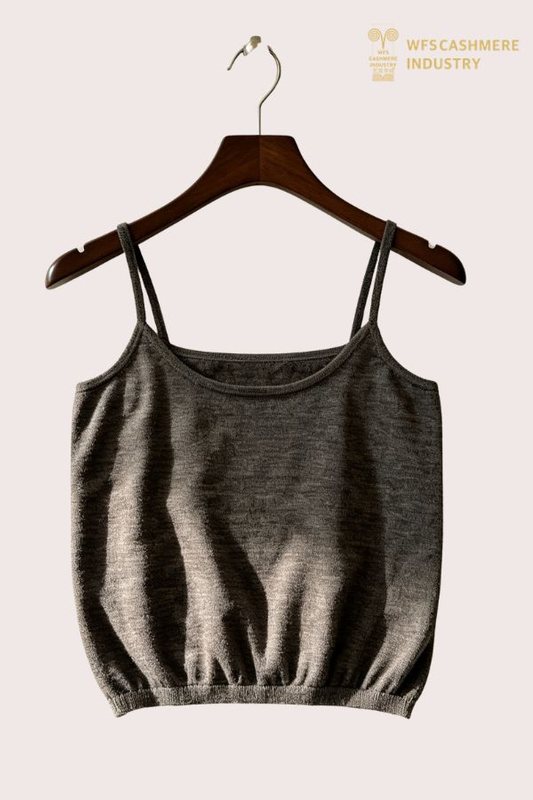 100% Cashmere Lace Trim Camisole, 16GG S6601