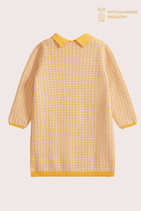 Premium Girls' Houndstooth Knit Polo Dress | Kids Knitwear OEM