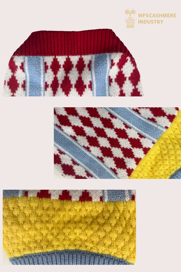 7GG Argyle V-Neck Pet Sweater with Colour Block Design | Preppy Pet Knitwear OEM
