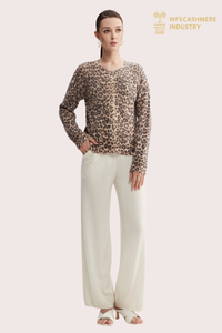 Custom Tie-Dye Leopard Print Wool & Angora Blend Cardigan | OEM Knitwear