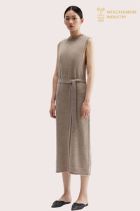 Women's Versatile Belted Cashmere Tunic Midi Dress | Luxury Knitwear OEM Manufacturer