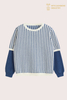 Boy's Blue Checkerboard Patchwork Cotton Cashmere Pullover | Intarsia Kids Knitwear OEM