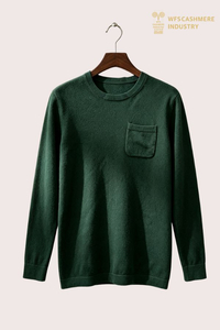 Pullover Leher Krew Kasmir 100% Dengan Poket Dada, 12GG S2608