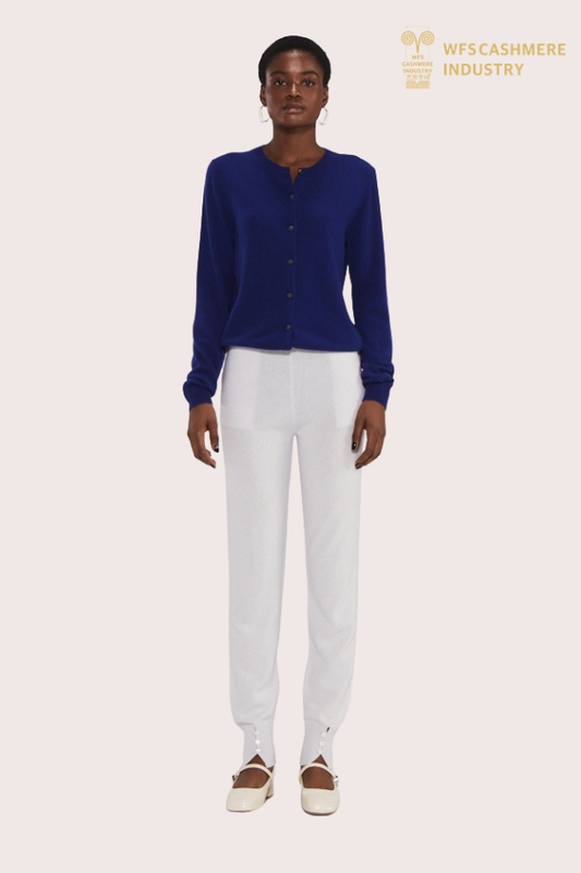 Premium Navy Blue Cashmere Cardigan Sweater | Classic OEM/ODM Knitwear Factory