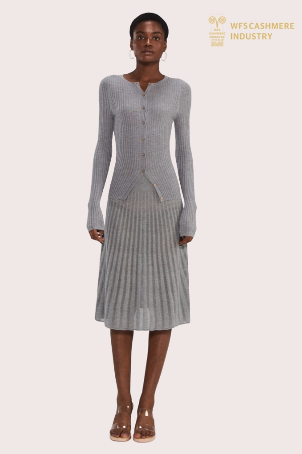 thermal knit a line dress Lena Green Knit Midi Dress main image 0