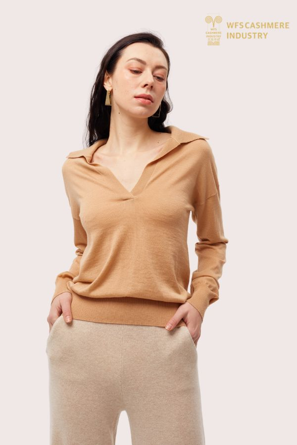 &Aacute;o len cashmere cổ chữ V ngoại cỡ thanh lịch | H&agrave;ng dệt kim cao cấp OEM