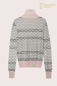Custom Pink Striped Turtleneck Pullover | Cashmere Knitwear OEM