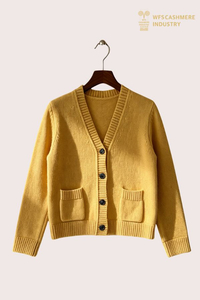 100% Cashmere V-Neck Button Cardigan With Two Pockets, 5GG LDPC01