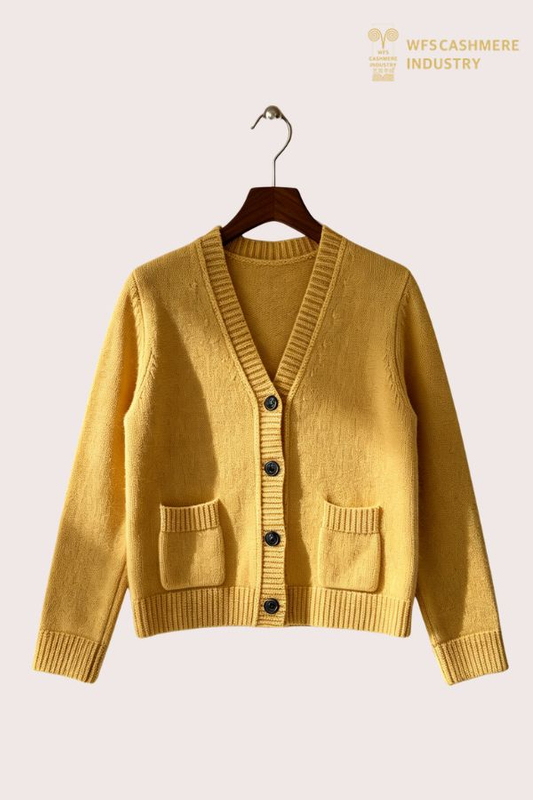 100% Cashmere V-Neck Button Cardigan With Two Pockets, 5GG LDPC01