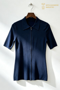 Silk Cashmere Blend Short Sleeve Zip Front Cardigan, 16GG FW2707