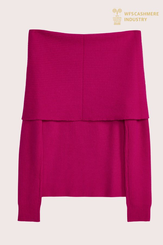 Premium Fold-Over Ribbed Off-Shoulder Sweater | RWS Knit OEM