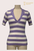 12GG Worsted Wool Open-Collar Striped Pullover | Polo Knitwear OEM